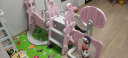嘻优米滑滑梯儿童室内玩具家用秋千组合3-6岁宝宝滑梯户外游乐园婴儿秋 城堡款五合一粉色 实拍图