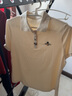 花花公子冰丝翻领短袖t恤女夏季2025新款时尚妈妈polo衫宽松显瘦上衣 米杏 2XL (建议110-120斤) 实拍图
