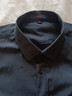 罗蒙（ROMON）翻领长袖衬衫男商务职业正装中青年纯色工装休闲蓝色衬衣男士上衣  黑色【单件装】 44 实拍图