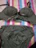 嗳婷 聚拢蕾丝性感内衣女文胸套装 无钢圈上托调整型防下垂小胸胸罩 绿色套装(含内裤) 80B -36B 实拍图