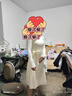妮缕 针织连衣裙女秋冬季新款小个子内搭中长款毛衣裙V领性感打底裙子 米白色 均码 实拍图