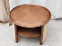 尤立实木藤编茶几日式圆形ins风格家用客厅简约小户型客厅榻榻米桌子 胡桃色 茶几台面直径60cm 实拍图