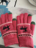 撞青春保暖毛线手套男女秋冬季针织手套学生时尚韩版可爱情侣手套 玫红色 均码 1双 实拍图