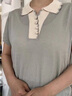俞兆林（YUZHAOLIN）妈妈夏装冰丝针织小衫2026新款洋气短袖t恤翻领宽松母亲节上衣服 浅青色 2XL 建议130-140斤 实拍图
