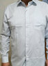 恒源祥棉长袖衬衫男春秋季商务职业正装中年修身衬衣男士棉免烫 长袖H77-12 蓝点条纹 44 实拍图
