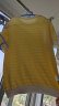欧莎（OSA）冰丝条纹短袖针织衫女夏季新款显瘦套头薄上衣 黄色 L 晒单实拍图