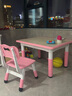 贝琪雅儿童桌椅套装学习桌椅宝宝画画升降积木桌椅子塑料家用幼儿园桌子 粉色木纹长桌（80*60） 实拍图