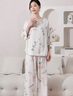 达芬奇密码睡衣女春夏季冰丝长袖睡衣女国风提花两件套送妈妈生日礼物 一叶知秋 白色 L 【推荐100-120斤】 实拍图