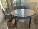 风之意 餐桌 岩板餐桌椅组合现代简约可伸缩折叠圆形家用小户型北欧实木饭桌FR-103YSL 加厚岩板黑灰框架-云多拉灰/亮光-【实木椅】 1.5m 一桌六椅 实拍图