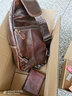 牛船长皮具真皮胸包男士头层牛皮单肩斜挎胸前包休闲运动腰包 深棕色 实拍图