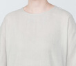 无印良品（MUJI） 女式 麻混粘纤纤维短袖罩衫t恤上衣打底衫内搭 BC2IUC4S 浅灰色 S(155/80A) 晒单实拍图