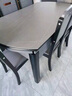初屋 餐桌 岩板餐桌椅组合现代简约伸缩折叠圆桌家用小户型实木饭桌子 黑灰色-意大利灰岩板-实木椅 1.5m 单餐桌 实拍图