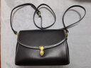 歌菲妮牛皮女包2024新款潮小包包女斜挎包时尚小方包单肩包百搭森系 黑色大号 实拍图
