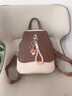viney牛皮双肩包女初中高中大学生书包休闲轻便旅游旅行背包高级感休闲 米白配啡 通勤电脑包减负减重轻奢 实拍图