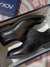 奥康官方男鞋 圆头系带英伦商务正装皮鞋真皮舒适德比鞋大码工作鞋 黑色 1243111090 37 235mm 实拍图