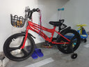 童贝星儿童自行车男孩2-3-6-8-9岁小孩单车脚踏车宝宝童车 中国红+ 一体轮 +水壶款头盔大礼包 18寸适合身高120-140cm 实拍图