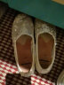 快乐玛丽（J&M）渔夫鞋女夏季镂空透气布鞋休闲懒人一脚蹬平底单鞋女 银色 37  实拍图