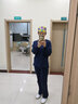 乐倍康洗手衣男女刷手服长短袖医生服弹力护士服工作服定制口腔美容牙科 藏蓝色-女款长袖（无肩扣） XL 实拍图