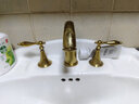 摩豪（Mohao） 全铜分体式三孔面盆冷热水龙头卫生间美式双把洗手盆浴室洗手间 【金色-仿科】分体龙头 实拍图