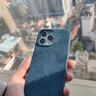 0度 适用苹果15ProMax手机壳翻毛皮保护套 iPhone15pro欧缔兰磁吸保护套女生情侣个性毛绒手机壳 宝石蓝-意大利Alcantara材质 iPhone 15Pro Max 实拍图