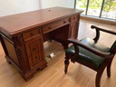 乐满庭美式书桌全实木复古办公桌奢华大气欧式别墅总裁老板桌雕花1.8米 1.6米实木框架单张书桌 常规桌面 实拍图