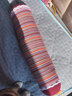 清茉圆形颈椎枕头非修复颈椎专用纯棉老粗布荞麦壳皮护颈枕圆柱硬枕芯 酒红条纹  大号 42x10cm 实拍图