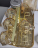 格娜斯（CRISTALGLASS）水杯家用套装高级感轻奢喝茶玻璃水杯子带把客厅待客一套凉壶杯具 琥珀6只+金杯架+蓝托盘+壶 实拍图
