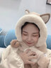 奇沛儿（QIPEIER）狐狸帽子围巾一体帽可爱护耳毛绒帽女冬季保暖围脖套装毛绒三件套 卡其(带面罩) 均码 实拍图