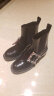 思加图冬季新款水钻套筒切尔西靴粗跟小短靴女皮靴EC302DD1 黑色（单里） 34 实拍图