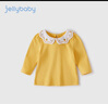 JELLYBABY女童长袖t恤2宝宝秋装甜美花边领上衣小女孩秋季纯棉衣服洋气儿童 米白 110 CM 实拍图