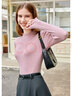 百图betu女装秋季新款毛针织衫经典半高领长袖打底衫女2309T23 粉红 S 实拍图
