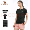 骆驼（CAMEL）运动T恤透气健身衣跑步体恤宽松速干衣短袖上衣夏 J0S1V6926-1，黑色，女款 L 实拍图