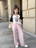 小猪彼特夏季女童阔腿裤儿童裤子冰丝工装裤2026新款防蚊裤女大童夏装长裤 15029粉紫色 160 cm 实拍图