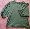 皮尔卡丹（pierre cardin）纯色棉麻t恤女七分袖2025夏季新款文艺复古宽松圆领显瘦上衣 绿色 L 建议101-120斤 实拍图