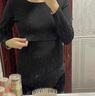婧麒孕妇保暖内衣上衣秋衣秋裤套装月子服加绒秋冬产后哺乳睡衣女 黑色套装 L 实拍图