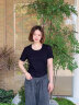 La Chapelle City拉夏贝尔短袖T恤女夏季2024新款简约基础款圆领时尚休闲内搭上衣 黑-纯色 XL 晒单实拍图
