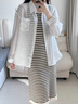 百图年夏季新款连衣裙条纹针织连衣裙南法背心流苏长裙女2307T74 黑白条 L 实拍图