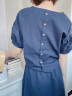 卡吉蘭娜（Kajilanna）棉麻连衣裙女装夏季新款韩版显瘦时尚气质减龄小个子休闲套装裙子 藏青色 M（105斤以下） 实拍图