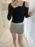 Calvin Klein内衣【摩登引力带】女士本命年ck家居外穿睡裤辣妹运动短裤QS5982 020-椰青灰 S 实拍图