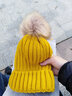 帽子女冬季韩版毛线帽仿貉子毛球冬天加绒加厚保暖学生护耳套头针织帽冬帽可爱 黄色 通码 实拍图