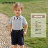 萝卜呗呗（LUOBOBEIBEI）儿童夏季短袖衬衫背带短裤套装男童六一礼服 藏青四件套 140 实拍图
