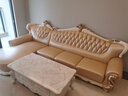 梦美斯宣 沙发 欧式实木真皮转角沙发组合单人位大小户型沙发客厅家具 135 3+贵妃(香槟金款) 实拍图