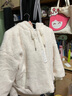 艾珠儿羊羔毛外套女秋冬季百搭新款连帽棉袄加绒加厚小个子棉衣棉服女 白色 L 实拍图