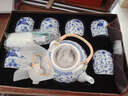 古笙记 温润如玉 景德镇陶瓷茶具套装家用茶壶茶杯子6只装带茶盘中式 【青花蝶舞】1壶6杯+储水茶盘 7件 实拍图
