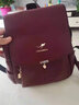 玫瑰袋鼠品牌轻奢旅游双肩包包女2026七夕时尚百搭真皮女士背包牛皮软 酒红色 实拍图