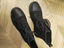 日着原创设计师品牌女鞋冬季新款黑色平底绑带女式加绒短靴马丁靴女 黑色 38 实拍图