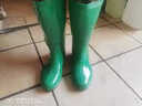 金橡雨鞋女士中高筒雨靴防滑防水鞋户外厨房清洁工作水靴耐磨胶套鞋 006绿色 40 实拍图