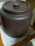 茗泥堂（MINGNITANG） 宜兴原矿紫砂水缸储水罐带水龙头/抽水上水器陶瓷净水缸家用水缸 10升牡丹水缸 水龙头+抽水两用款 实拍图