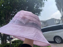傲璐（AOLU）帽子女夏天冰丝遮阳帽中年妈妈防晒太阳帽中老年夏凉草帽母亲礼物 粉色 +防风绳 M(56-58cm) 实拍图