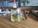 容山堂玻璃茶杯耐热茶道杯子茶水分离泡茶杯带盖大容量过滤花茶杯办公 浮雕海浪纹木把玻璃泡茶杯 实拍图
